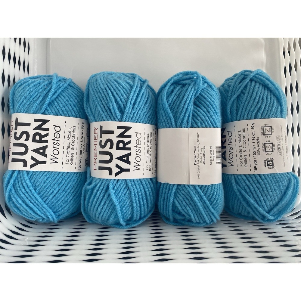 LOT of 4 Premier Just Yarn Worsted 4 Ply Turqouise - Picture 2 of 2